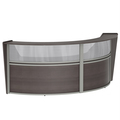 Linea Italia Curved Reception Desk 2 Units, Clear Panel, 124”W x 49”D, Mocha ZUT316